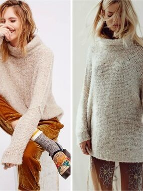 Free People Cozy Cream Turtleneck Sweater